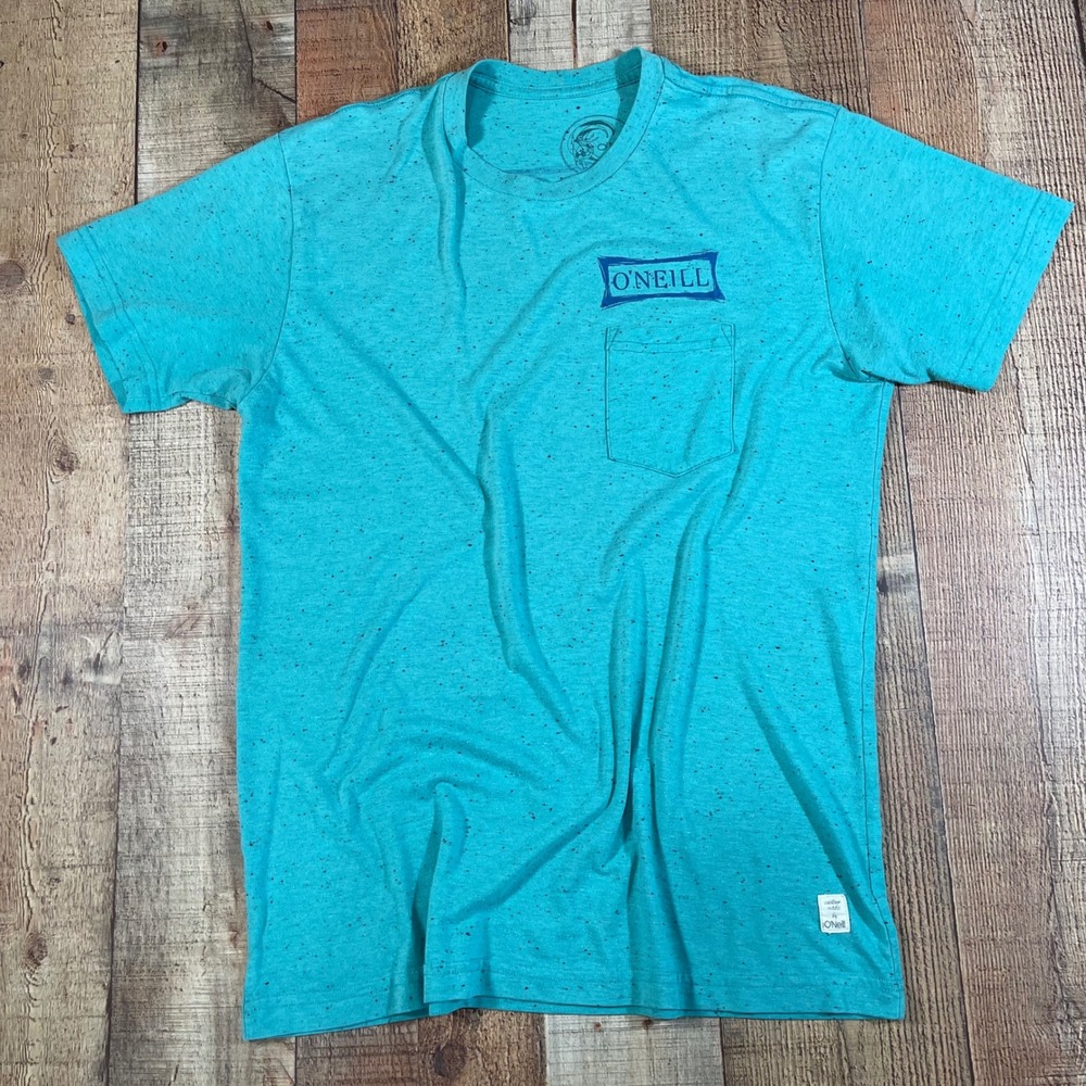 O'Neill Turquoise Heathered Pocket Graphic T-Shirt Wave Surf Tee Mens Medium